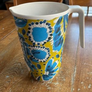 Anthropologie Vera Periwinkle Bamboo Melamine Pitcher missing lid